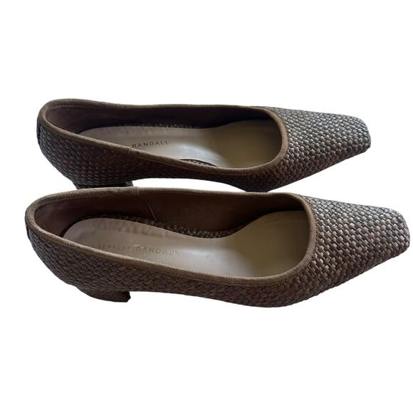 Loeffler Randall Nerine Brown Woven Raffia Square Toe Block Heel Pumps 10B - Picture 5 of 16